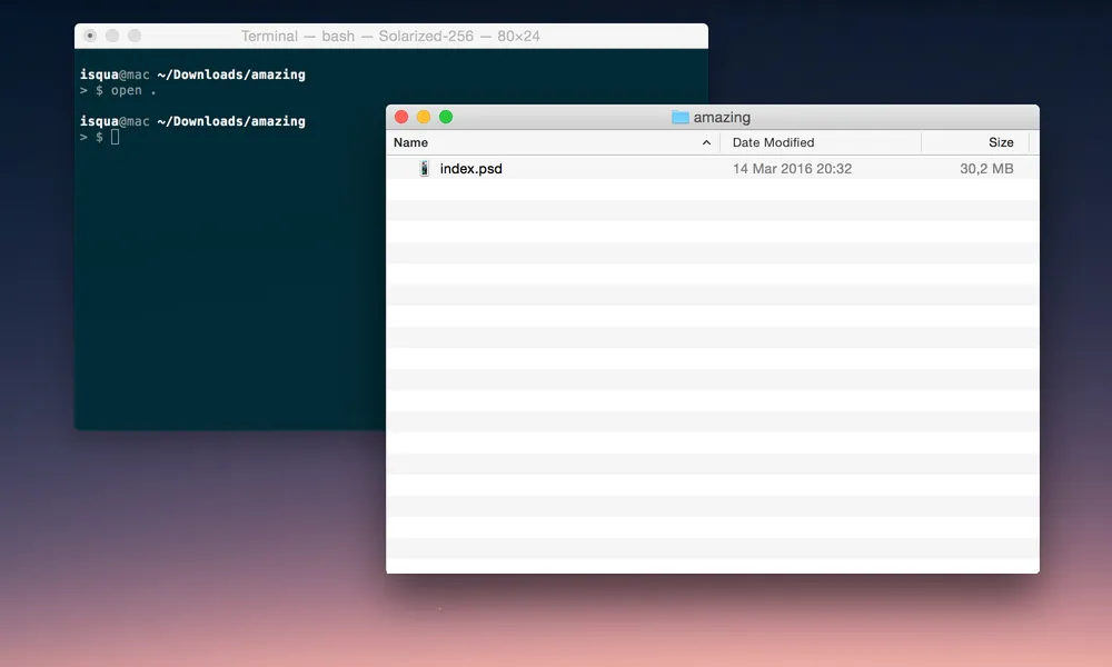 Folder opened in Finder
