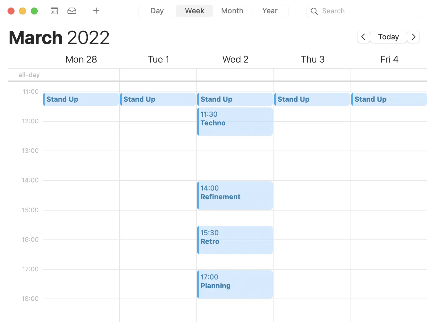 The team is only busy on Wednesday.
